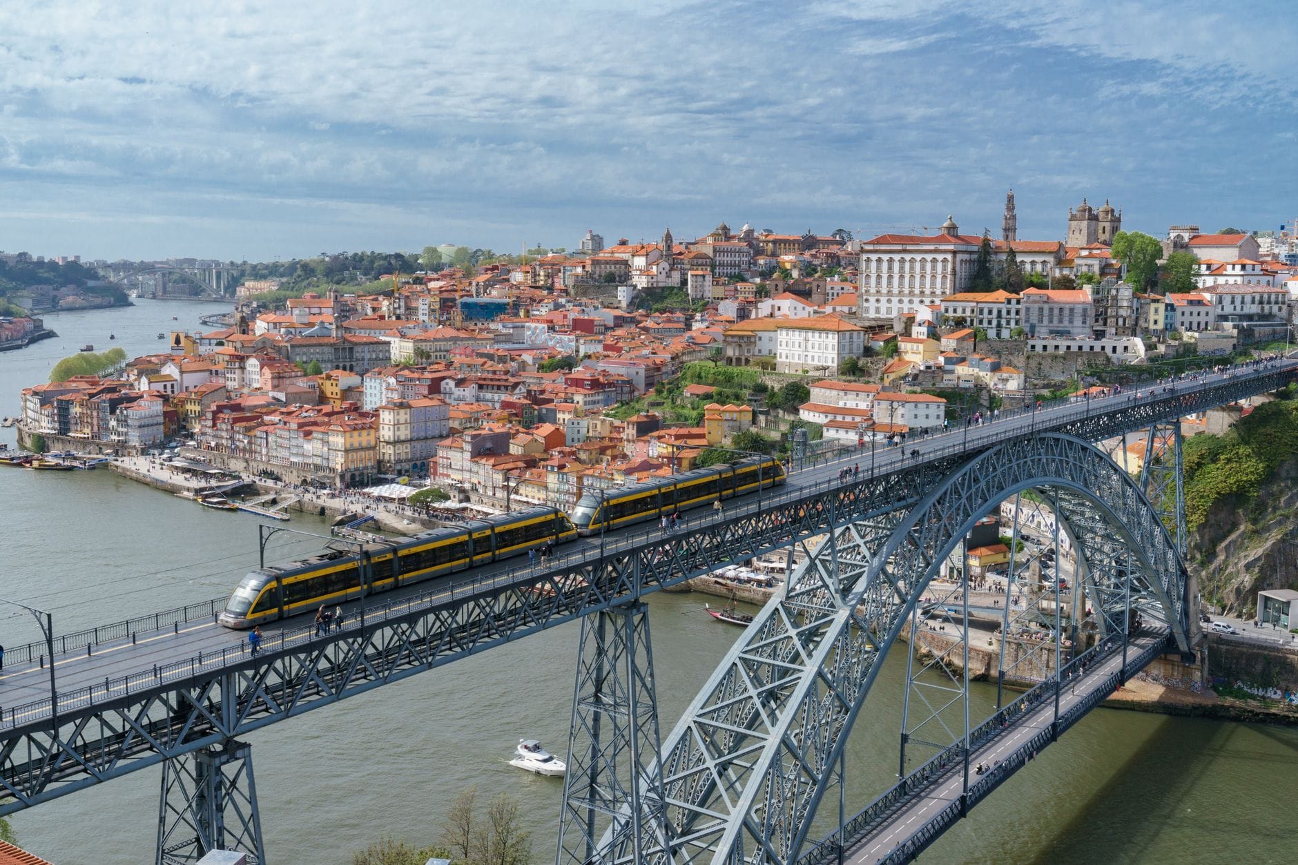 Most Ludwika I nad Douro w Porto w ujęciu z lotu ptaka